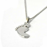 0.2ct Round Cut VVS1D Diamond Baby Foot Pendant with Chain 14k White Gold Finish