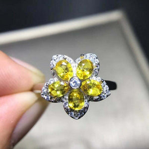 5ct Oval Cut Yellow Sapphire Engagement Ring Flower Cocktail 14k White Gold Over