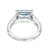 2ct Emerald Cut Aquamarine Solitaire with Round Accent Ring 14k WhiteGold Finish