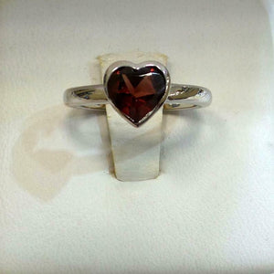 1.2ct Engagement Ring Heart Cut Red Garnet Solitaire 14k White Gold Finish