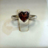 1.2ct Engagement Ring Heart Cut Red Garnet Solitaire 14k White Gold Finish