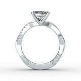 1.5ct Princess Cut Diamond Engagement Ring Twisted Infinity 14k WhiteGold Finish