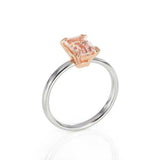 2ct Emerald Cut Peach Morganite Engagement Ring Solitaire 14k Dual Gold Finish