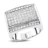 5Ct Round Cut Diamond Circular Cluster Men Engagement Ring 14K White Gold Finish