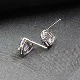 1.5ct Stud Earrings Trillion Cut Blue Tanzanite Halo 14k White Gold Finish