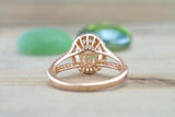 2.45ct Oval Cut Morganite Engagement Ring Halo Split Shank 14k Rose Gold Finish