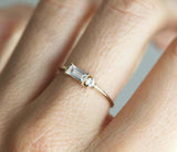 0.7ct Baguette Cut Diamond Engagement Ring 14k Yellow Gold Finish Minimalist