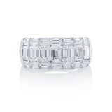 5ct Emerald Cut Diamond Wedding Band Iced Channel Stylish 14k White Gold Finish