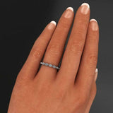 Full Eternity Wedding Ring Band 1.2ct Marquise Cut Diamond 14k White Gold Finish