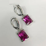 2ct Drop Earrings Radiant Cut Ruby Solitaire LeverBack 14k White Gold Finish