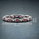 1ct Emerald Cut Pink Ruby Vintage Milgrain Full Eternity Band 14k WhiteGold Over