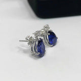 2.2ct Pear Cut Blue Sapphire Diamond Elegant Stud Earrings 14k White Gold Finish