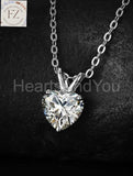 1ct Heart Cut Simulated Diamond Solitaire Pendant Chain 14k White Gold Plated