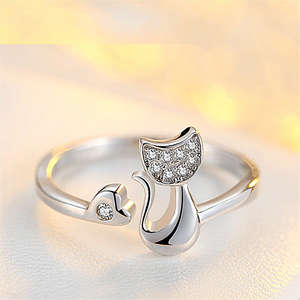 Cat Kitten Design Engagement Ring 1.2ct Round Cut Diamond 14k White Gold Finish