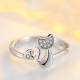 Cat Kitten Design Engagement Ring 1.2ct Round Cut Diamond 14k White Gold Finish