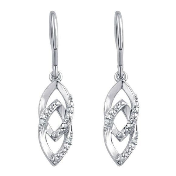 0.2ct Round Cut VVS1D Diamond Leaf Dangle Earrings Women 14k White Gold Finish