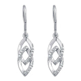 0.2ct Round Cut VVS1D Diamond Leaf Dangle Earrings Women 14k White Gold Finish