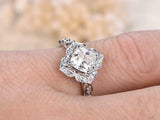 2ct Cushion Cut Diamond Engagement Ring 14k White Gold Finish Halo Wedding Women