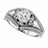 2ct Round Cut Diamond Vintage Design Engagement Ring 14k White Gold Finish New