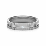 0.2ct Wedding Ring Band Round Cut Diamond Ribbed 14k White Gold Finish