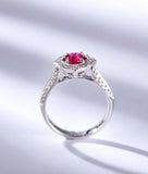 2ct Oval Cut Pink Ruby Diamond Accent Floral Solitaire Ring 14k WhiteGold Finish