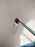 1.66ct Engagement Ring Emerald Cut Pink Ruby Diamond Petite 14k WhiteGold Finish