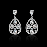 4Ct Pear Cut VVS1/D Diamond Stylish Halo Tear Drop Earring 14K White Gold Finish