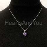 1ct Heart Simulated Amethyst Solitaire Pendant 14k White Gold Plated NO CHAIN