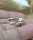 0.5ct Engagement Ring Round Cut Peridot Solitaire Minimalist 14k White Gold Over