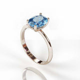 1.5ct Oval Cut Blue Topaz Engagement Ring Solitaire Women 14k Yellow Gold Finish