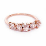 2ct Pear Cut Peach Morganite Wedding Band Stackable Cluster 14k Rose Gold Finish