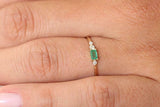 0.75ct Green Emerald Cut Diamond Petite Minimalist Ring 14k Yellow Gold Finish