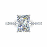 2.7ct Radiant Cut Diamond with Accents Solitaire Ring 14k White Gold Finish