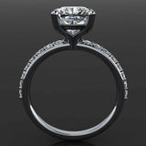 2ct Cushion Diamond Engagement Ring 14k White Gold Finish Solitaire with Accents