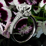 3Ct Princess Cut Diamond Vintage Solitaire with Accents Ring 14K White Gold Over