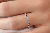 1ct Round Blue Sapphire Milgrain Full Eternity Wedding Band 14k White Gold Over