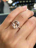 2ct Oval Cut Morganite Engagement Ring 14k Rose Gold Finish Diamond Accents Halo