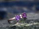 0.3ct Pear Cut Purple Amethyst Bow Tie Engagement Ring 14k Rose Gold Finish