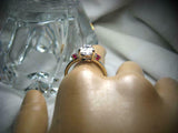 3ct Pear Diamond Trilogy Engagement Ring 14k White Gold Over Ruby Round Accents