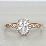 1.65ct Oval Cut Diamond Engagement Ring Halo Women Solitaire 14k Rose Gold Over