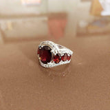 5ct Engagement Ring Oval Cut Red Garnet Cocktail Women 14k White Gold Finish