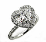 4Ct Heart Cut Diamond Hidden Halo Solitaire Engagement Ring 14K White Gold Over