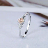 1ct Round Cut Morganite Engagement Ring Petite Minimalist 14k White Gold Finish