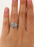 4Ct Cushion Diamond Halo Milgrain Vintage Engagement Ring 14K White Gold Finish