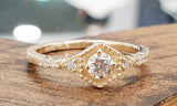 1ct Round Diamond Antique Inspired Solitaire Accents Ring 14k Yellow Gold Finish