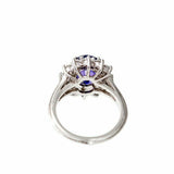 2ct Oval Cut Blue Sapphire Engagement Ring Diamond Halo 14k White Gold Finish