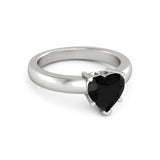 1ct Heart Cut Black Diamond Love Solitaire Engagement Ring 14k White Gold Finish