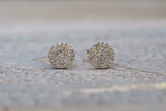 1.6ct Round Cut VVS1D Diamond Cluster Stud Earrings 14k Yellow Gold Finish