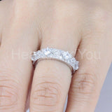 2.5ct Round Cut Moissanite Tile Design Full Eternity Band 14k White Gold Plated