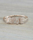 1.5ct Round Cut Diamond Love Heart Band Engagement Ring 14k Rose Gold Finish